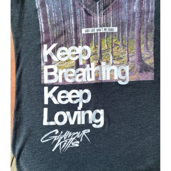 Glamour Kills size Small S Tee Keep Breathing Keep Loving deep v-neck y2k emo - Picture 5 of 6